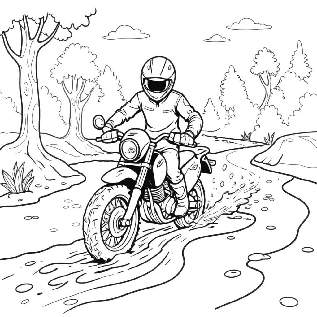 Moto su sentiero da colorare