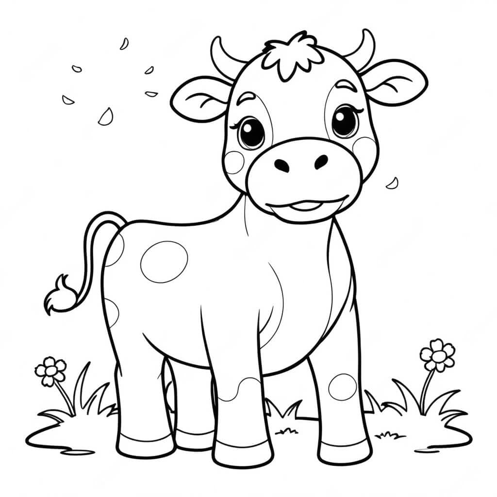 Giovane mucca da colorare