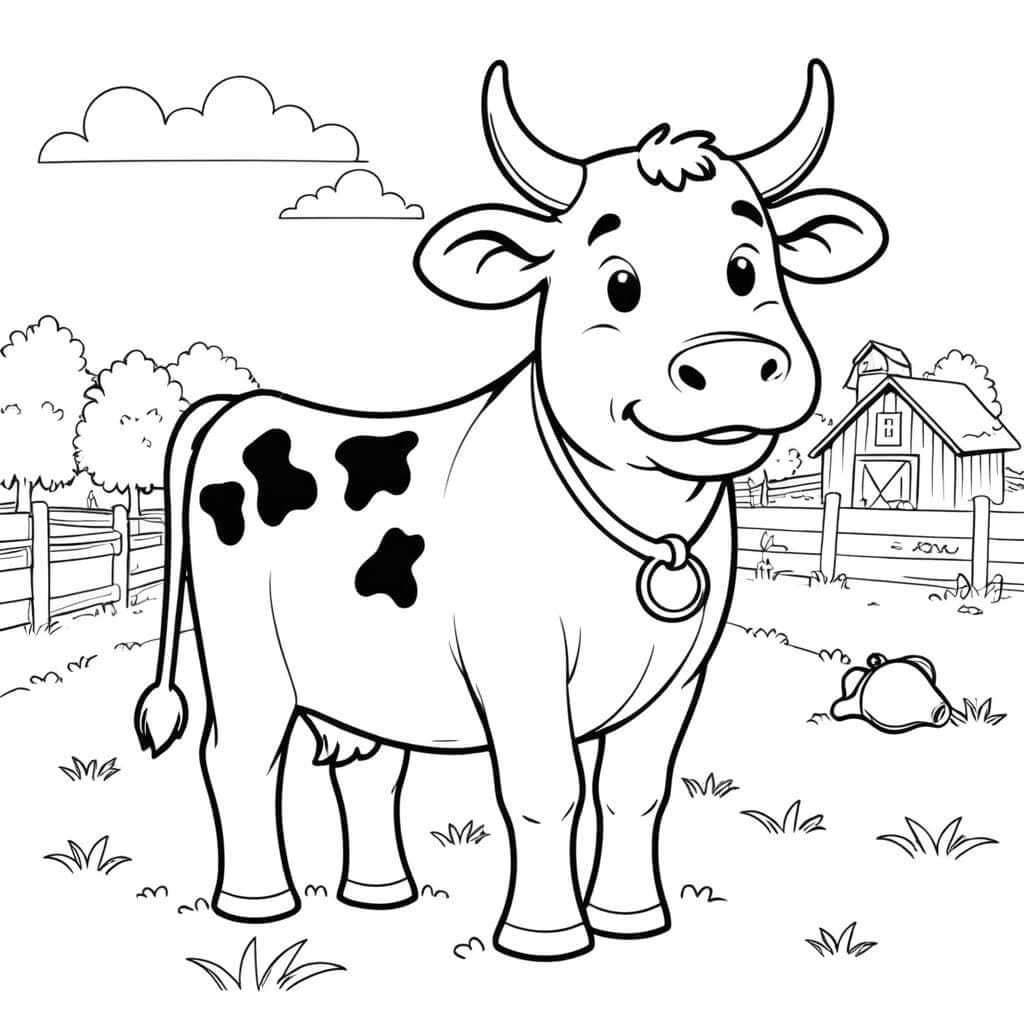 Mucca al pascolo da colorare