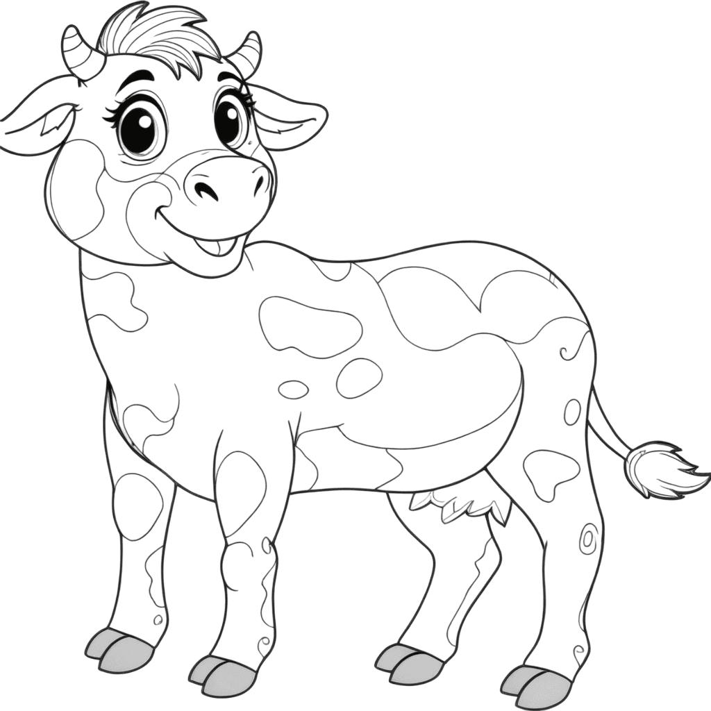 Mucca felice da colorare