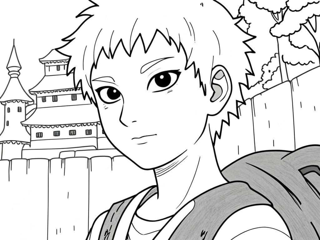 Gaara in posa da combattimento da colorare