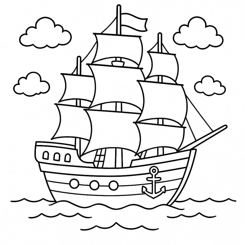 Nave dettagliata da colorare
