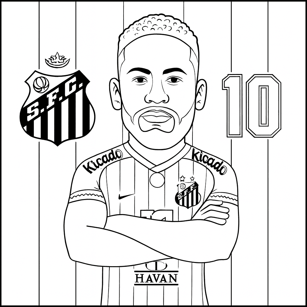 Caricatura di Neymar al Santos da colorare