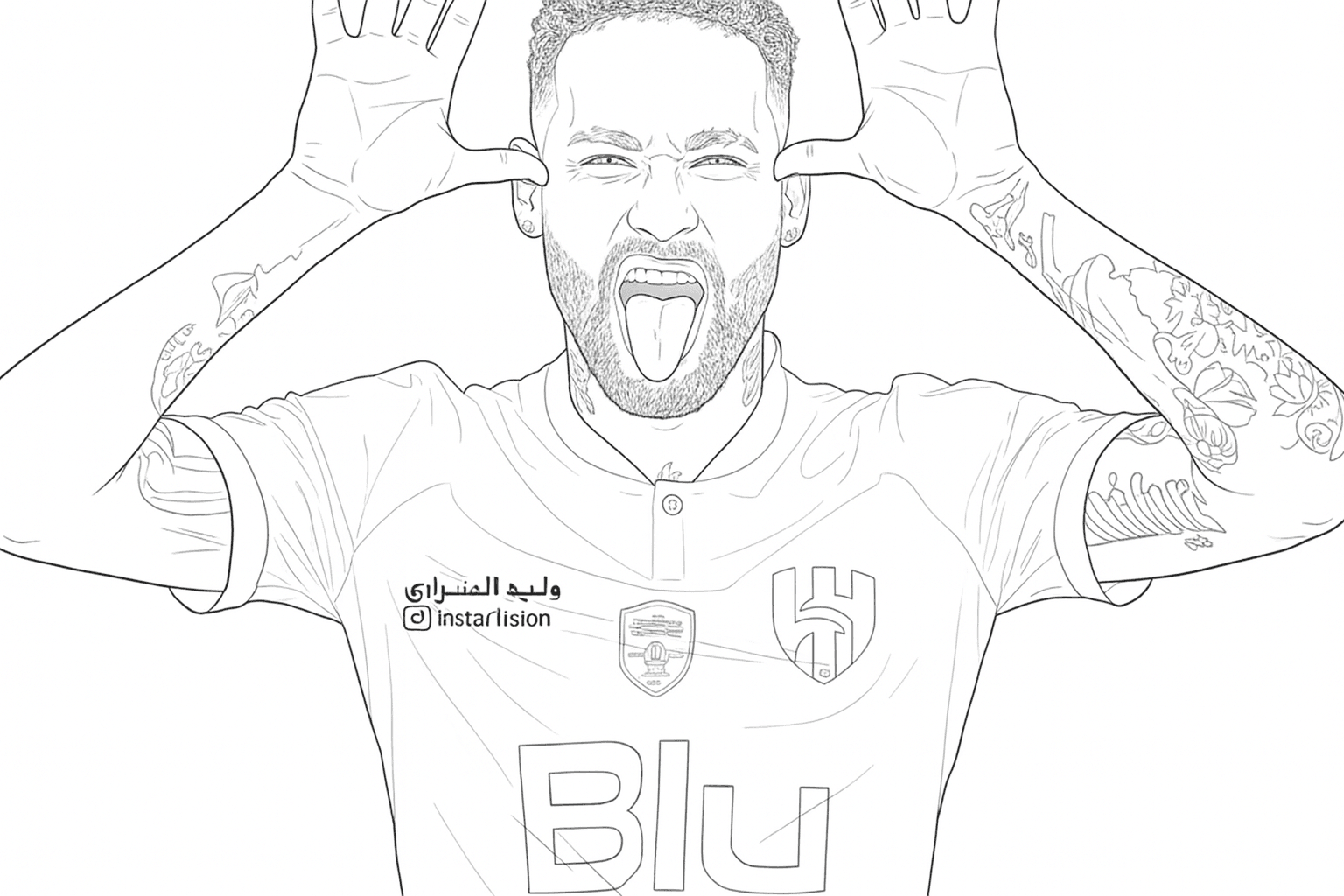 Neymar con maglia Al Hilal da colorare