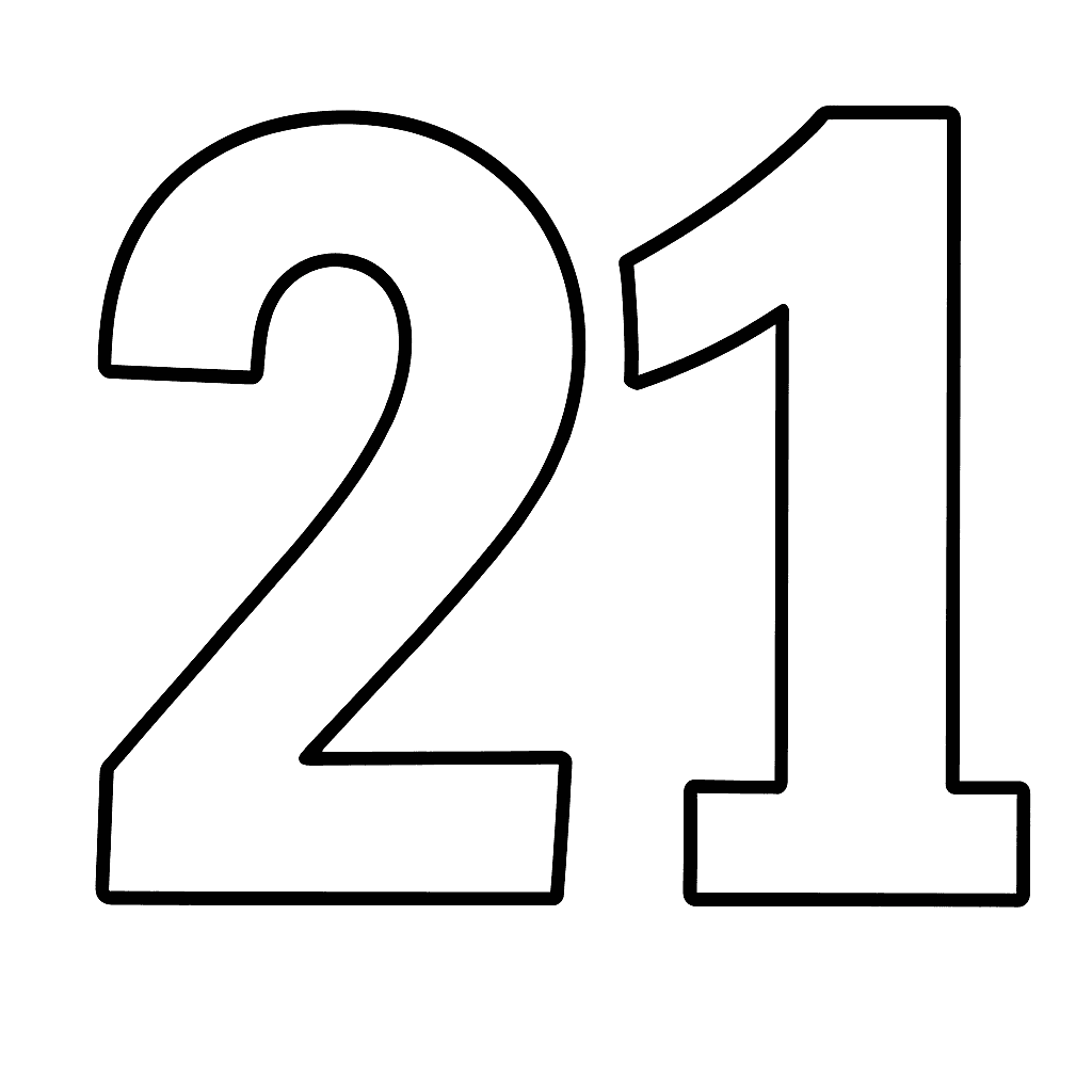 Numero 21 da colorare