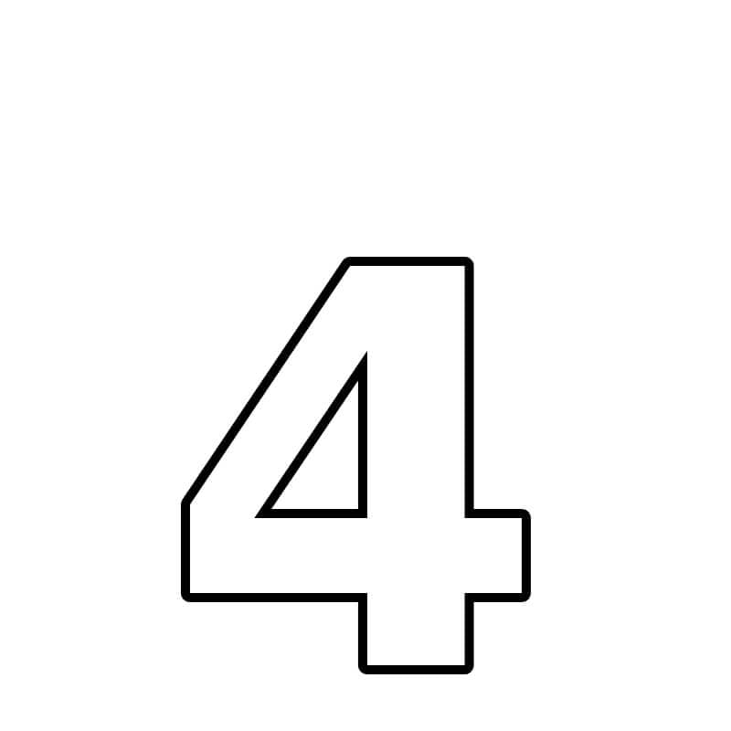 Numero 4 da colorare