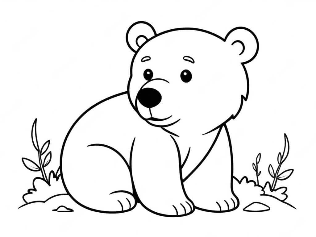 Orso tra l’Erba da Colorare