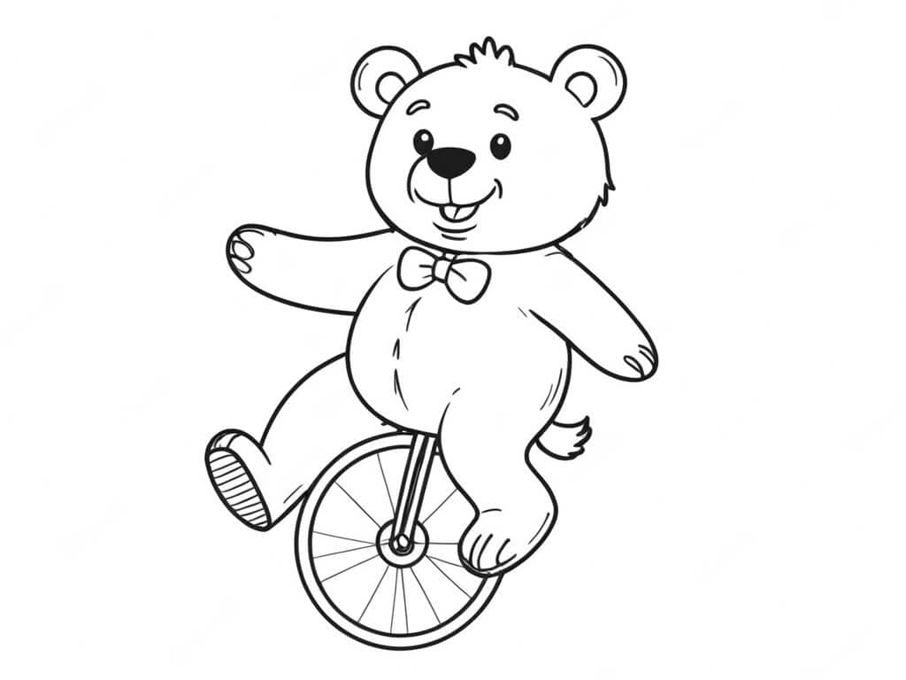 Orso su Monociclo da Colorare