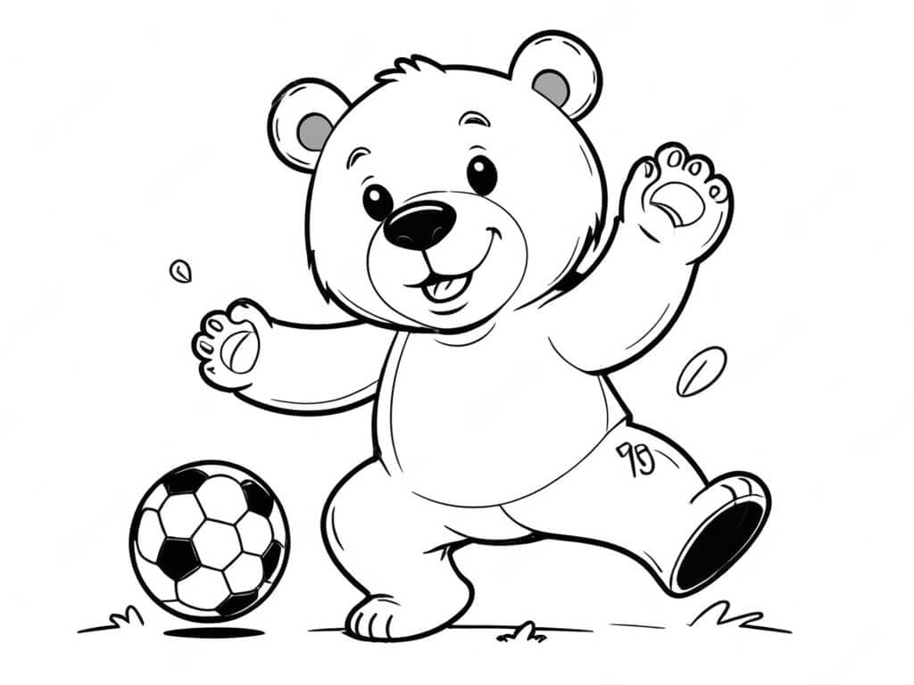 Orso che Gioca con la Palla da Colorare
