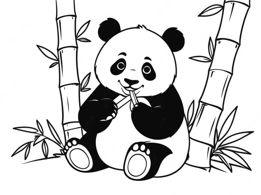 Panda che mangia bambu da colorare