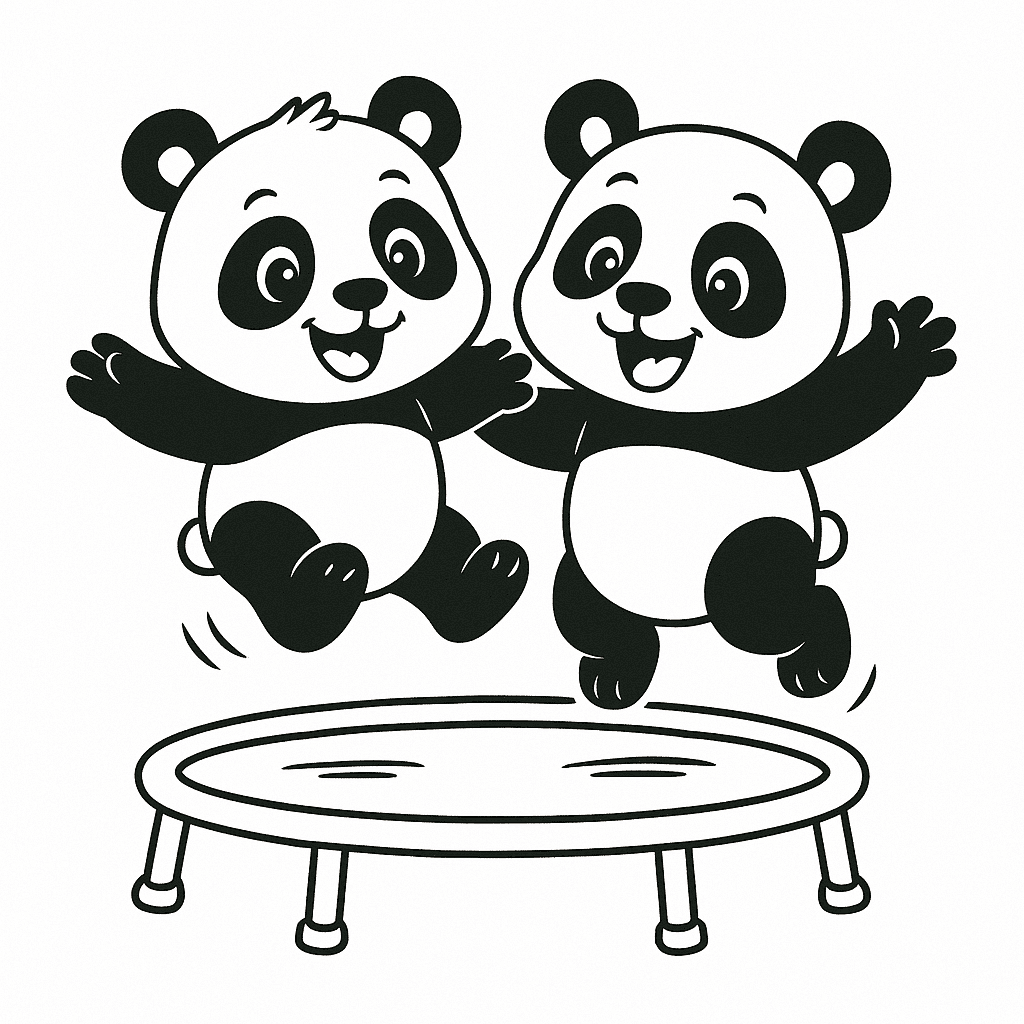 Panda sul trampolino da colorare