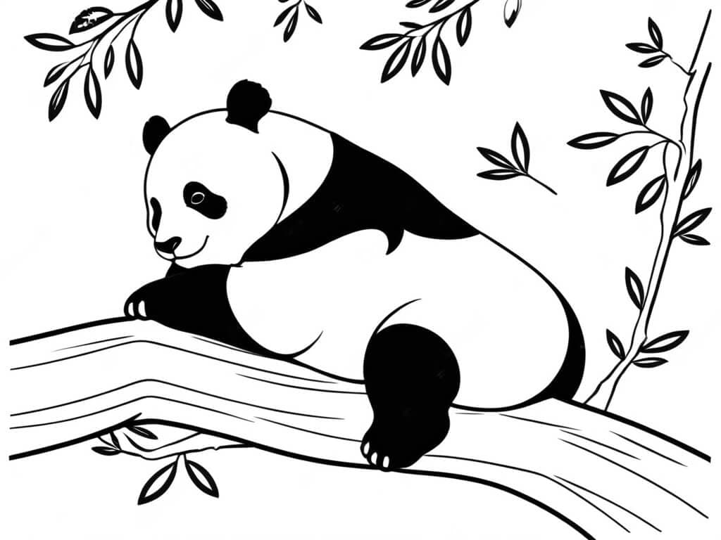 Panda sull'albero da colorare