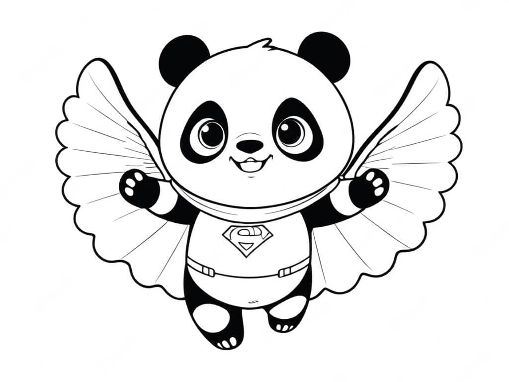 Panda supereroe da colorare