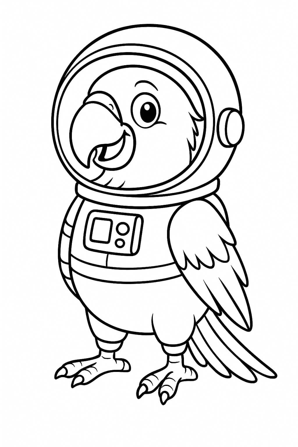Pappagallo astronauta da colorare