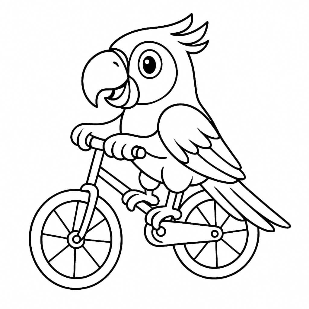 Pappagallo in bicicletta da colorare