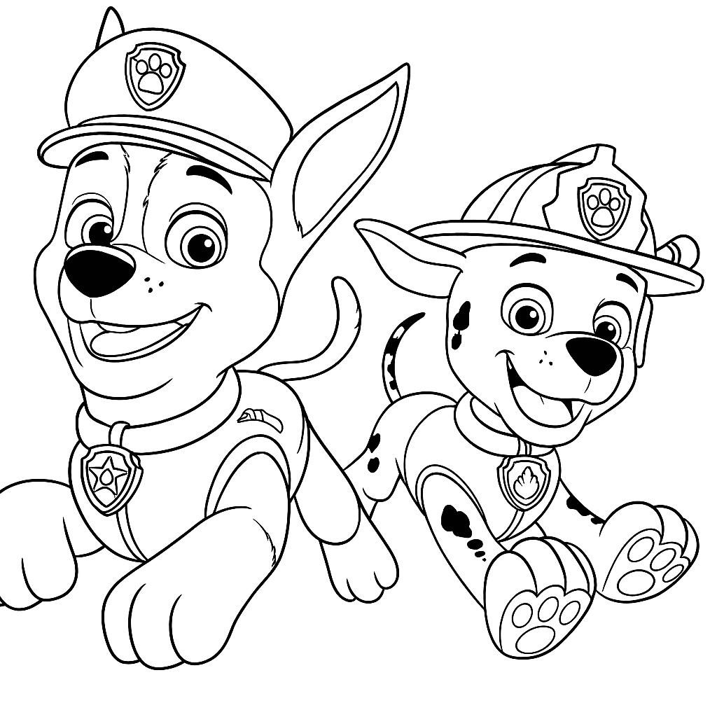 Chase e Marshall da colorare di Paw Patrol