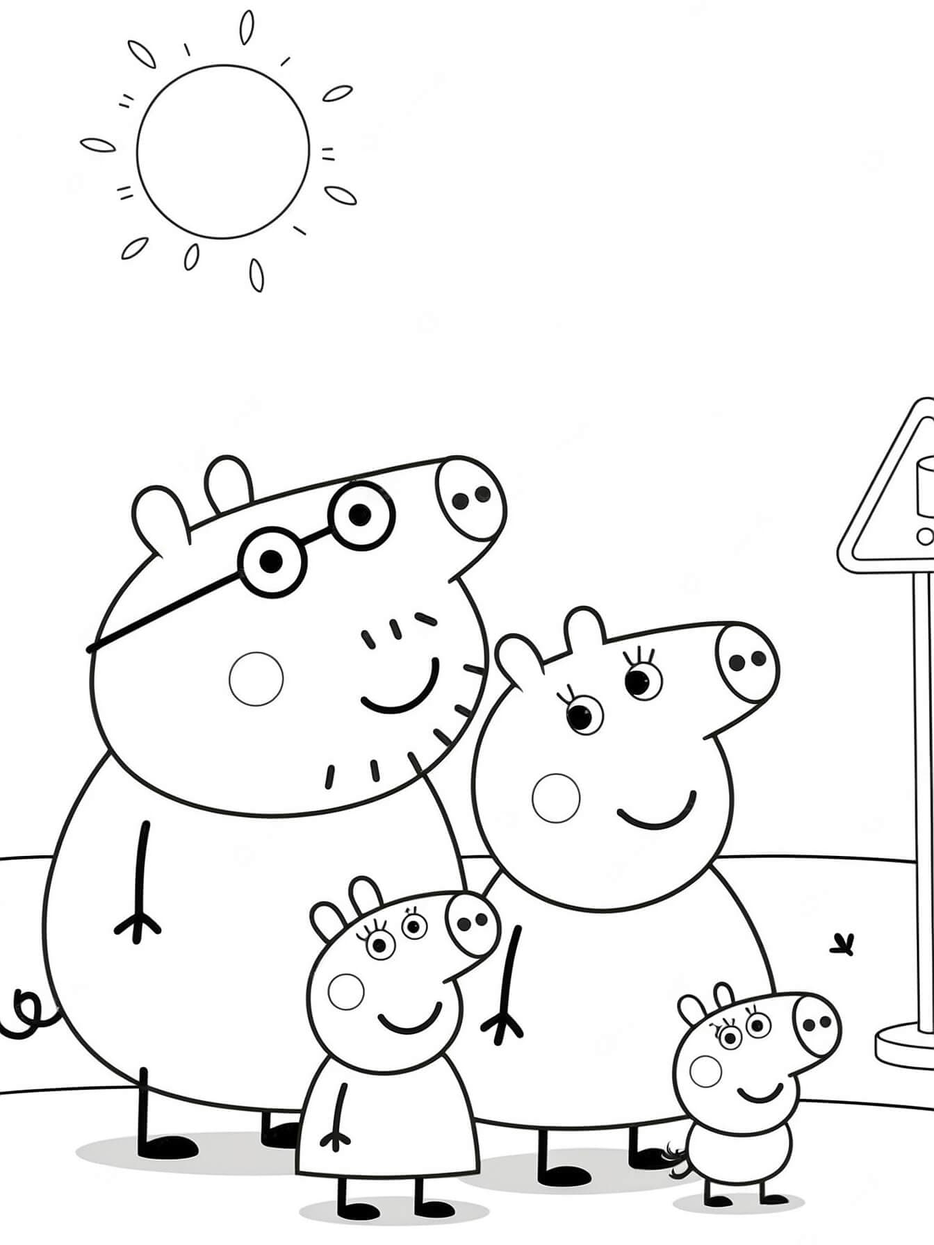 Famiglia di Peppa Pig da colorare