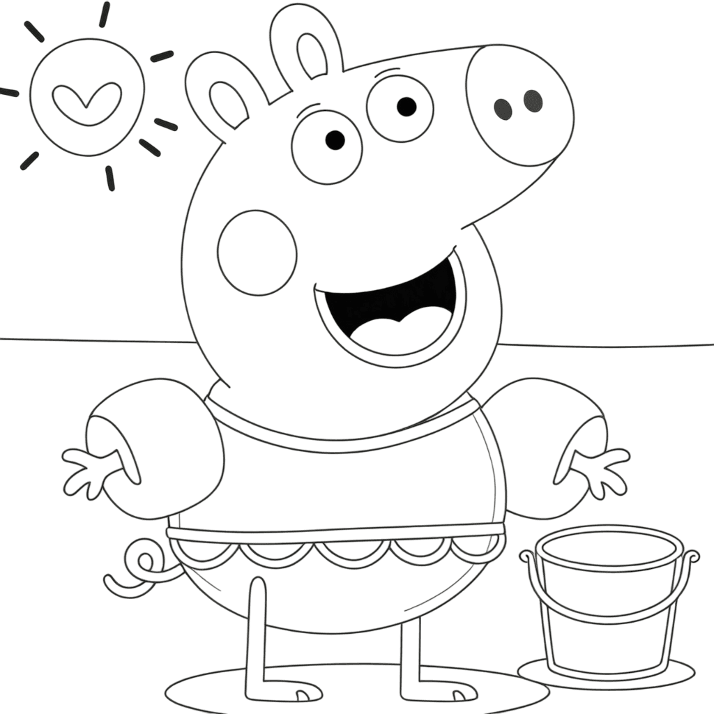 Peppa Pig in spiaggia da colorare