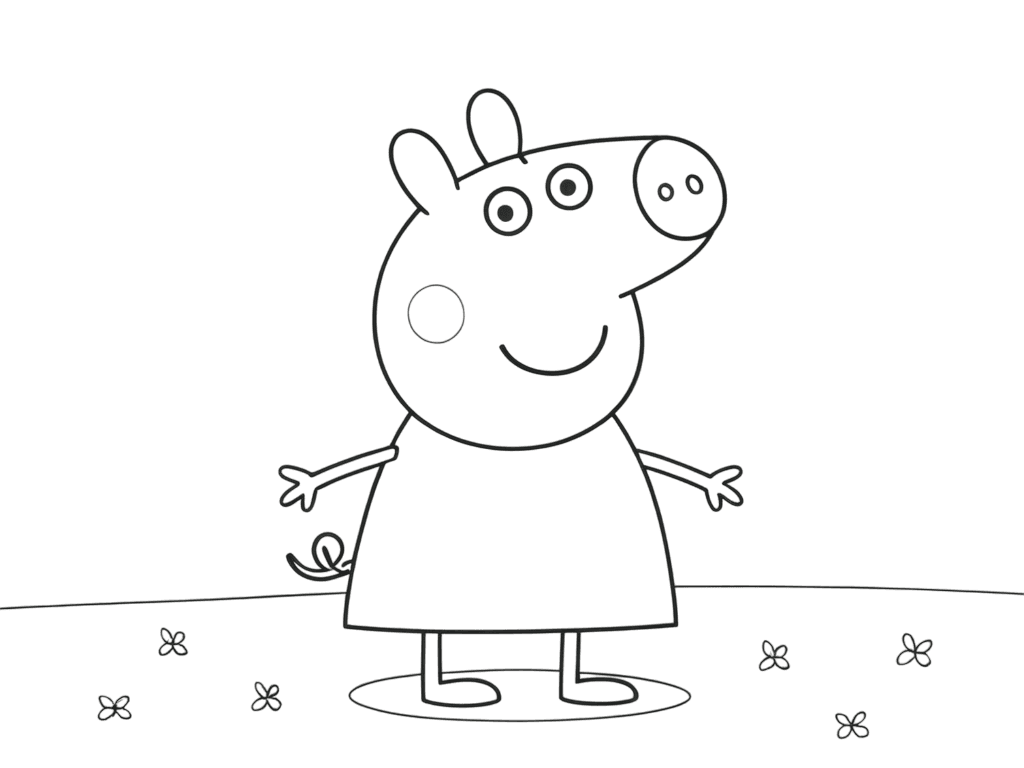 Peppa Pig nel prato da colorare
