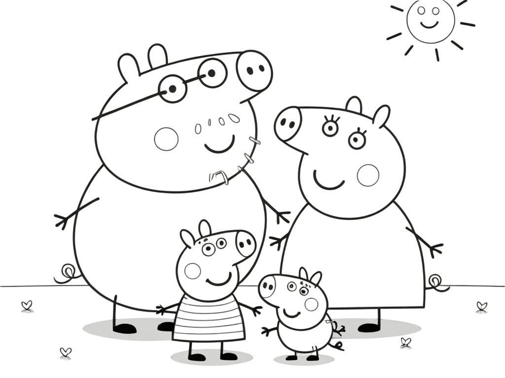 Peppa Pig ritratto di famiglia da colorare