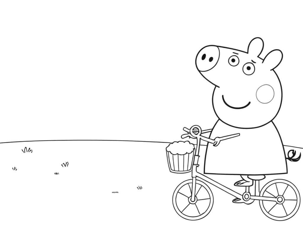 Peppa Pig va in bicicletta da colorare