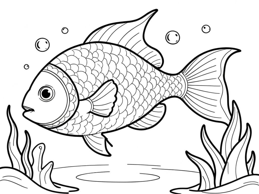 Pesce che nuota da colorare