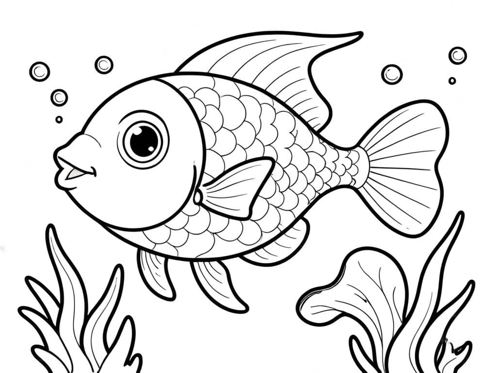 Pesce con bolle da colorare