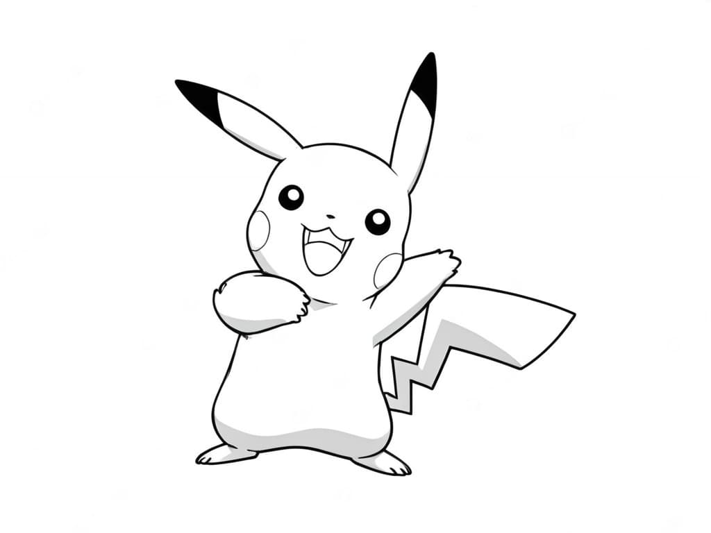 Pikachu che sventola la zampa da colorare