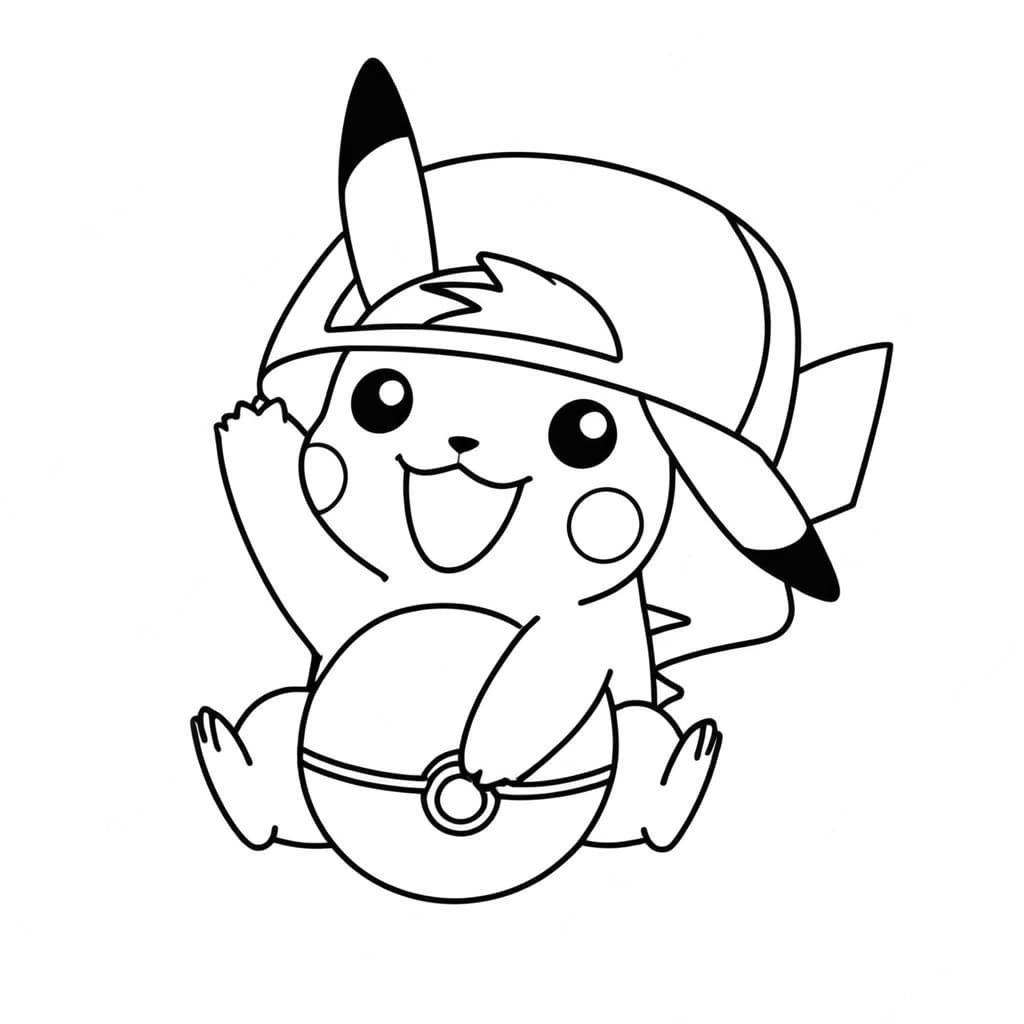Pikachu con Pokeball da colorare