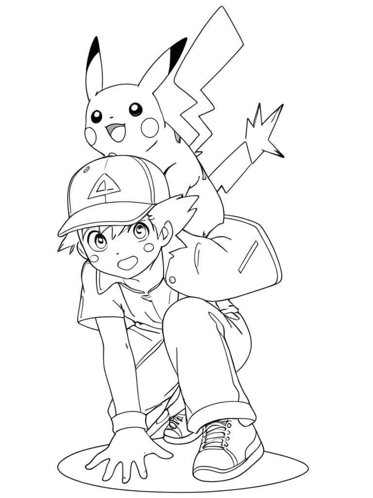Pikachu e Ash da colorare