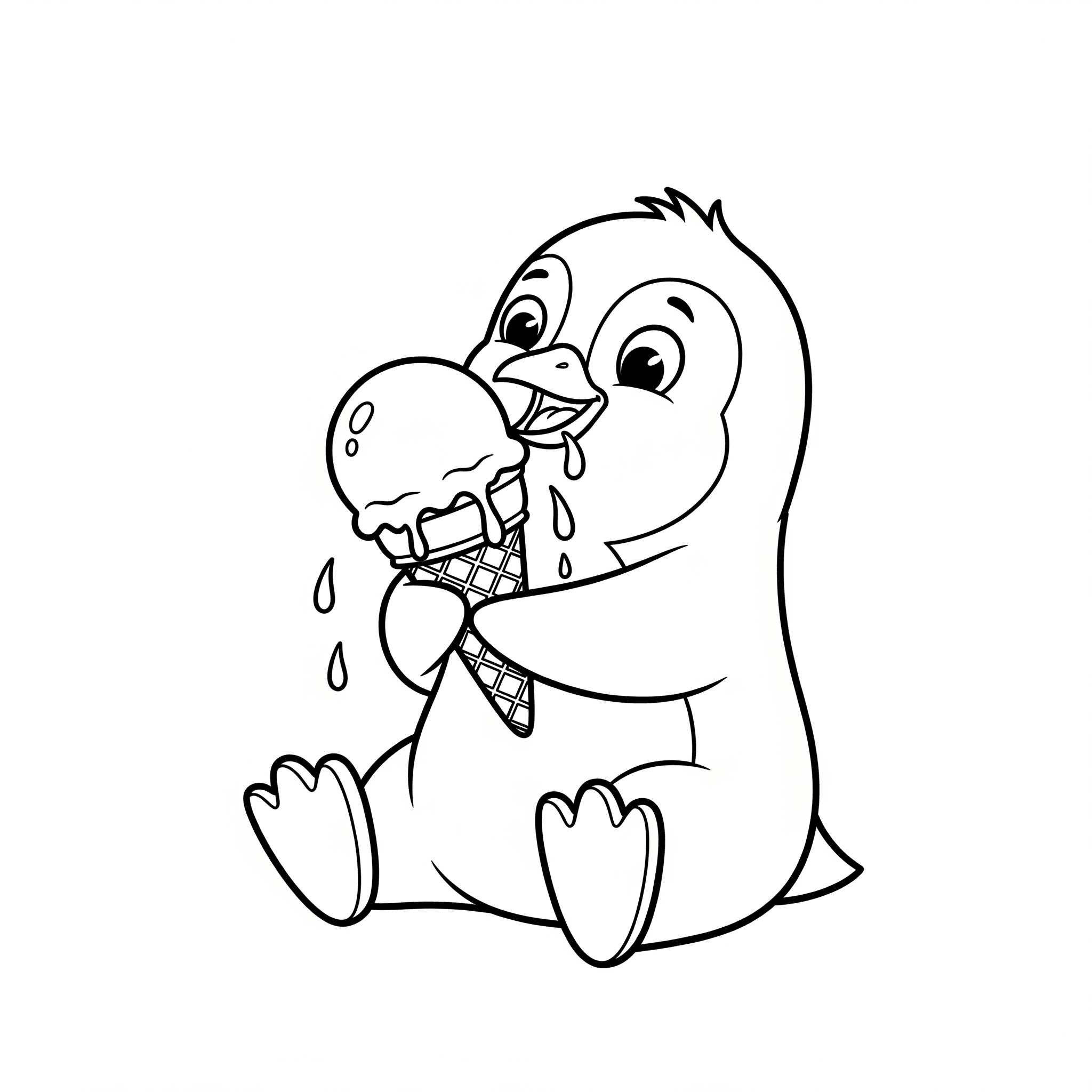Pinguino con gelato da colorare