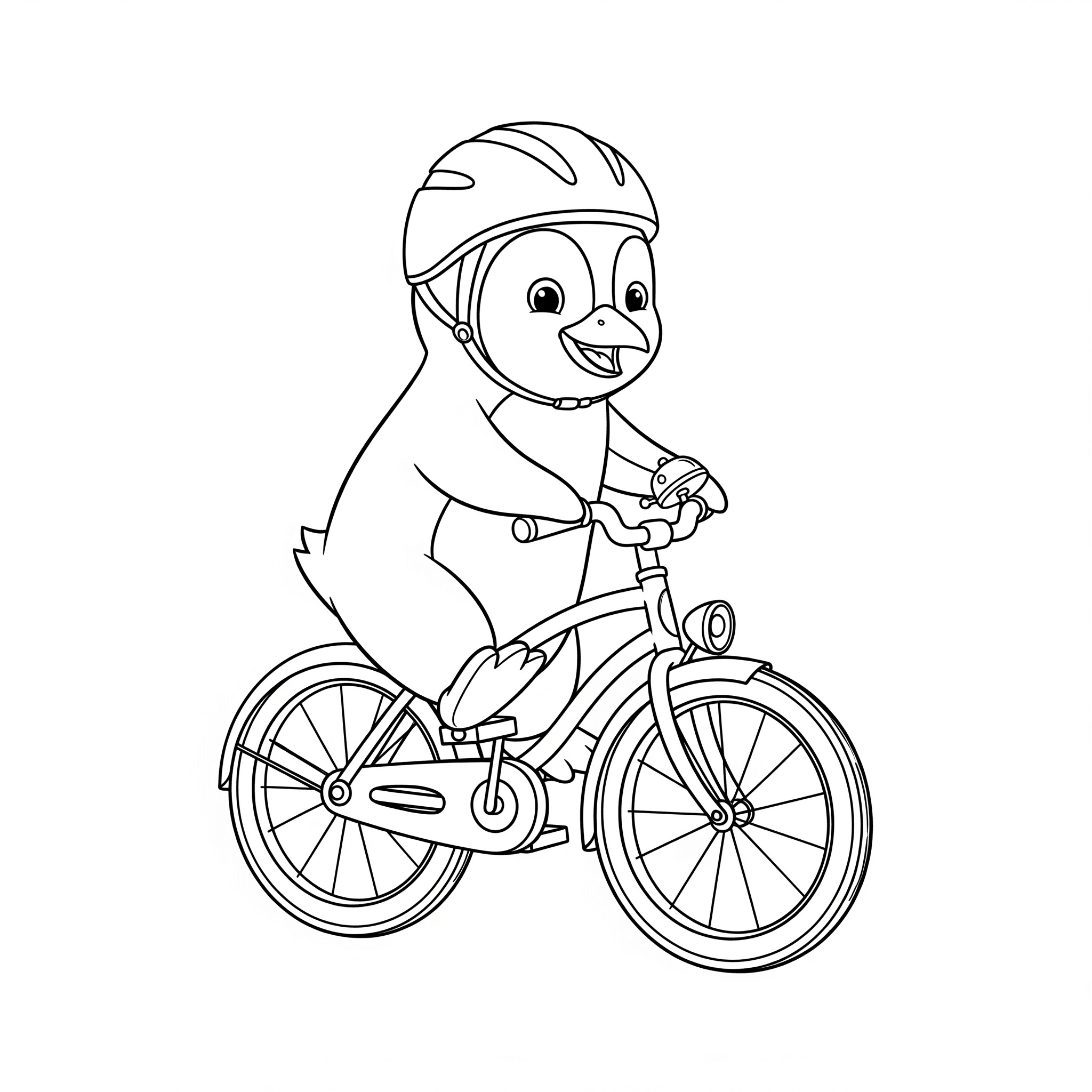 Pinguino in bicicletta da colorare