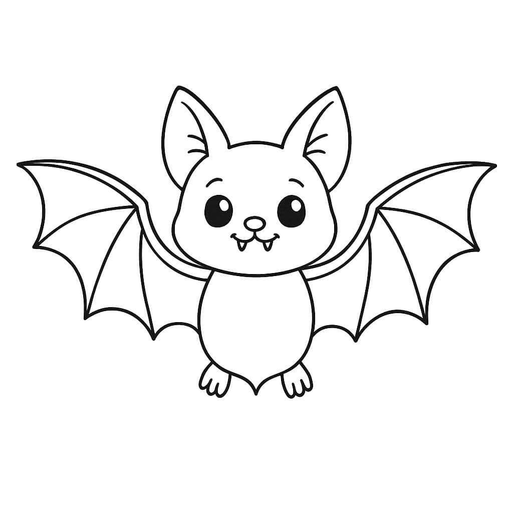 Pipistrello con ali aperte da colorare