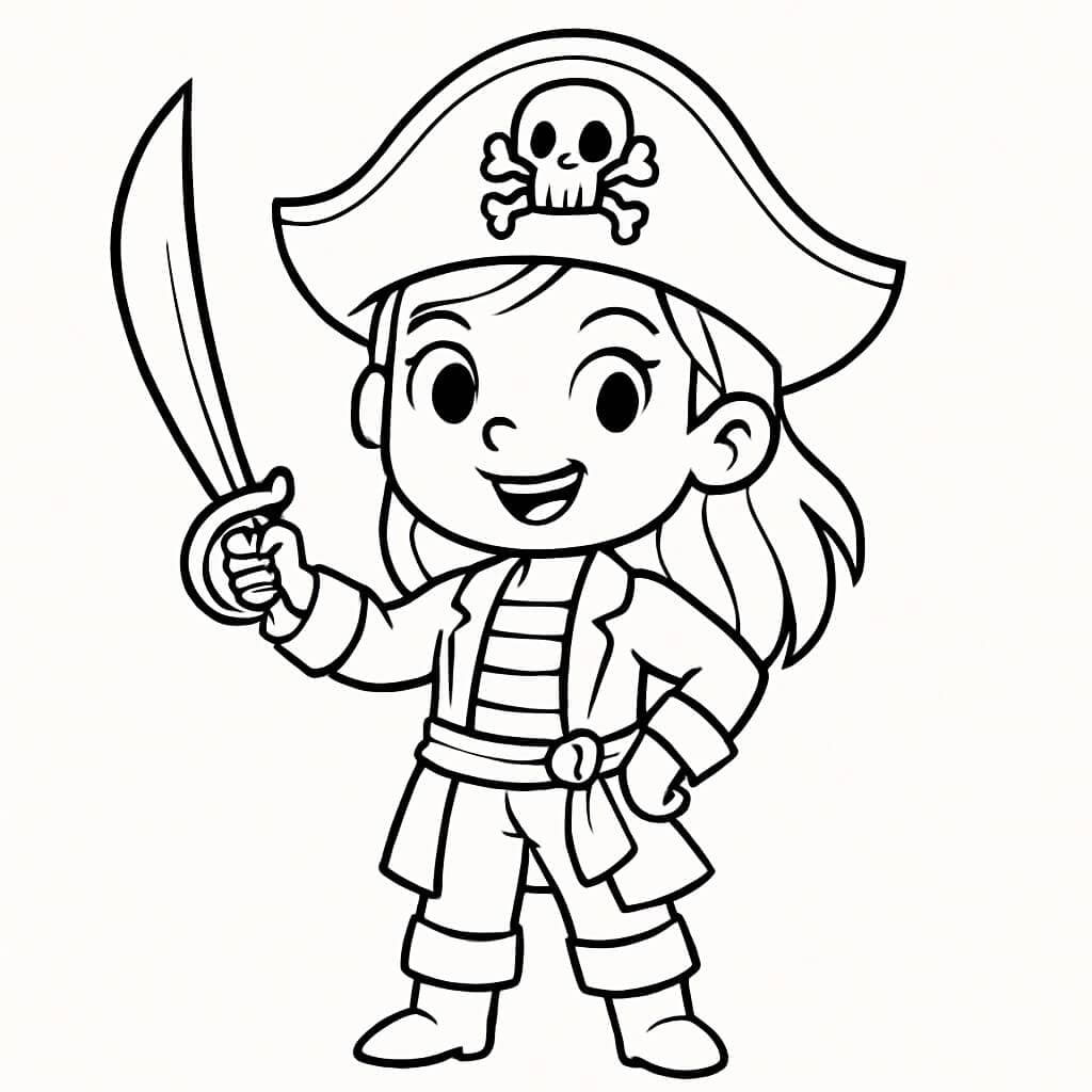 Piratessa con spada da colorare