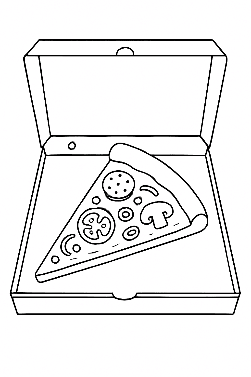 Fetta di pizza in scatola da colorare