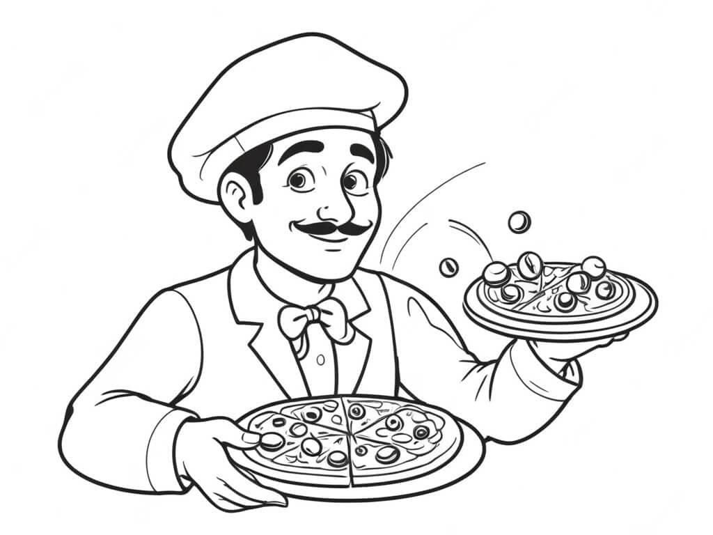 Pizza alle olive da colorare