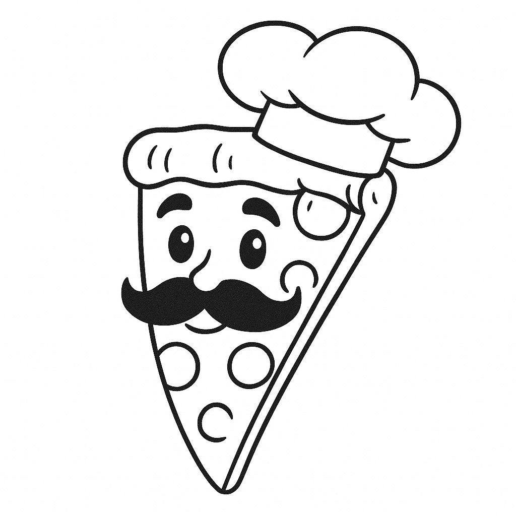 Pizza con baffi da colorare