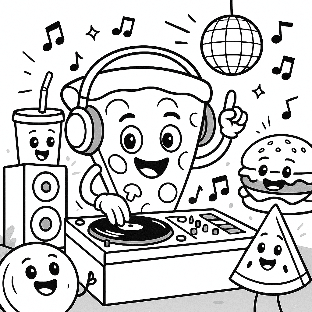 Pizza DJ da colorare