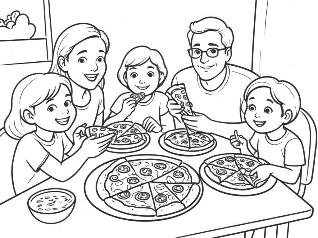 Pizza familiare da colorare