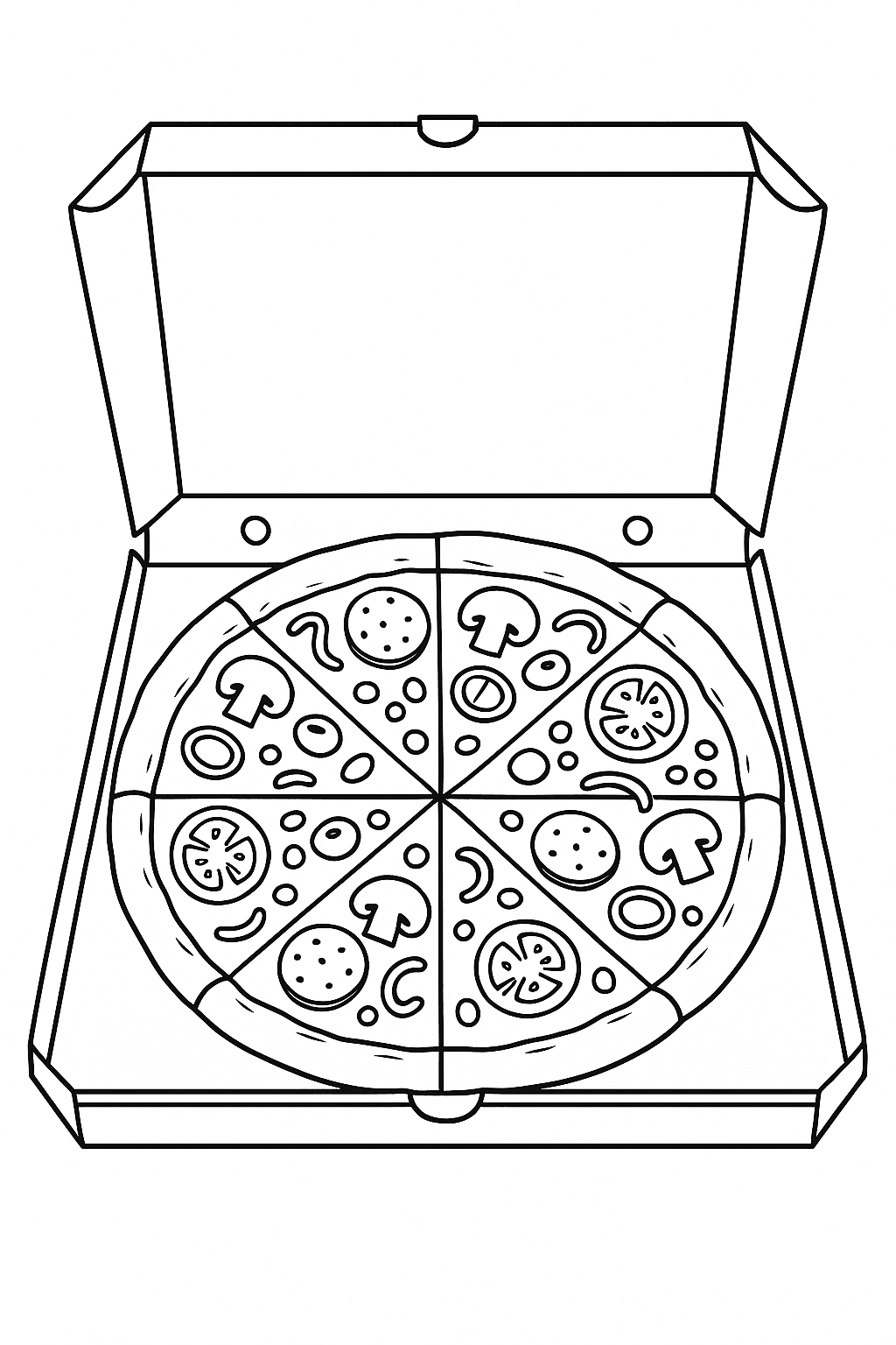 Pizza in scatola da colorare