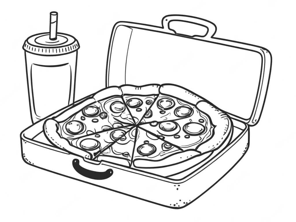 Pizza in valigia da colorare