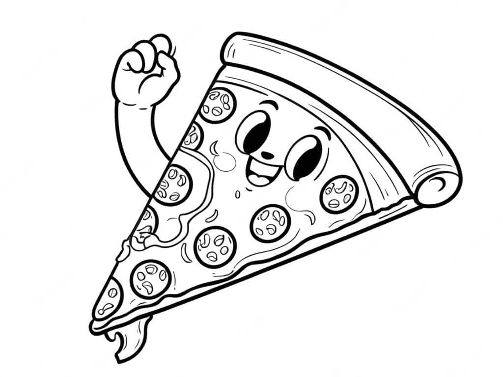 Pizza sorridente da colorare