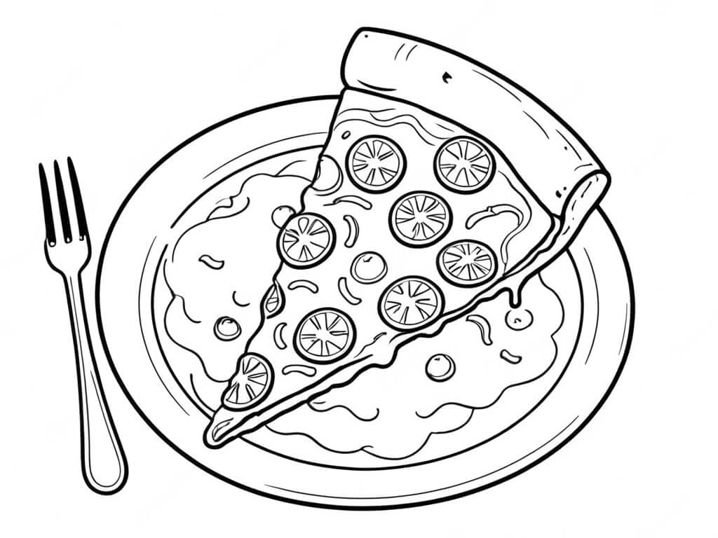 Pizza sul piatto da colorare