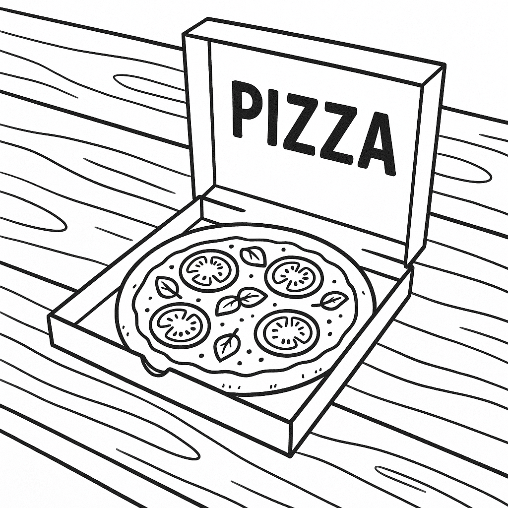Pizza sul tavolo da colorare