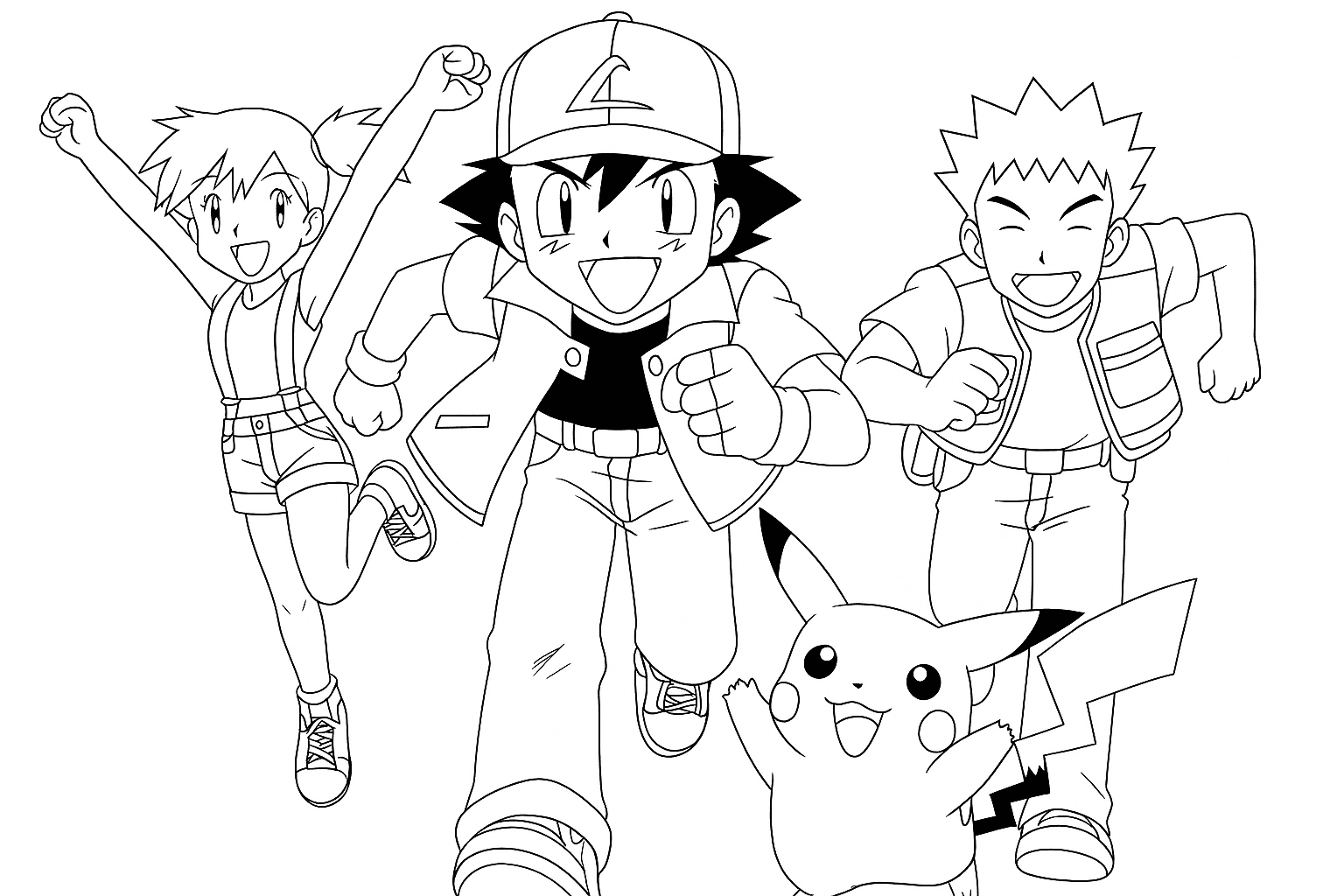 Ash, Brock e Misty da colorare