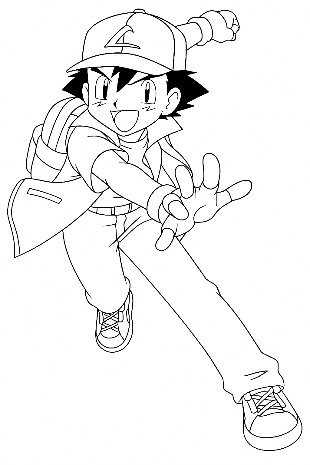 Ash con Pokeball da colorare