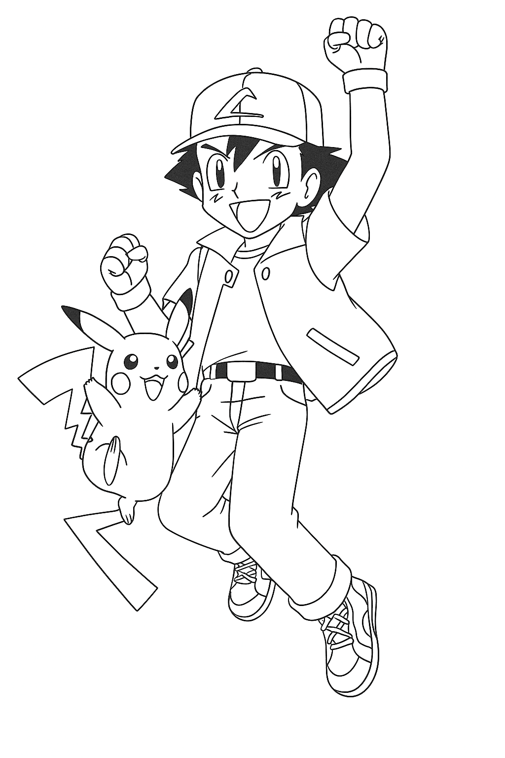 Ash e Pikachu da colorare