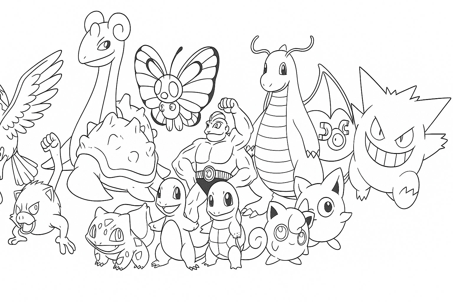 Diversi Pokemon insieme da colorare
