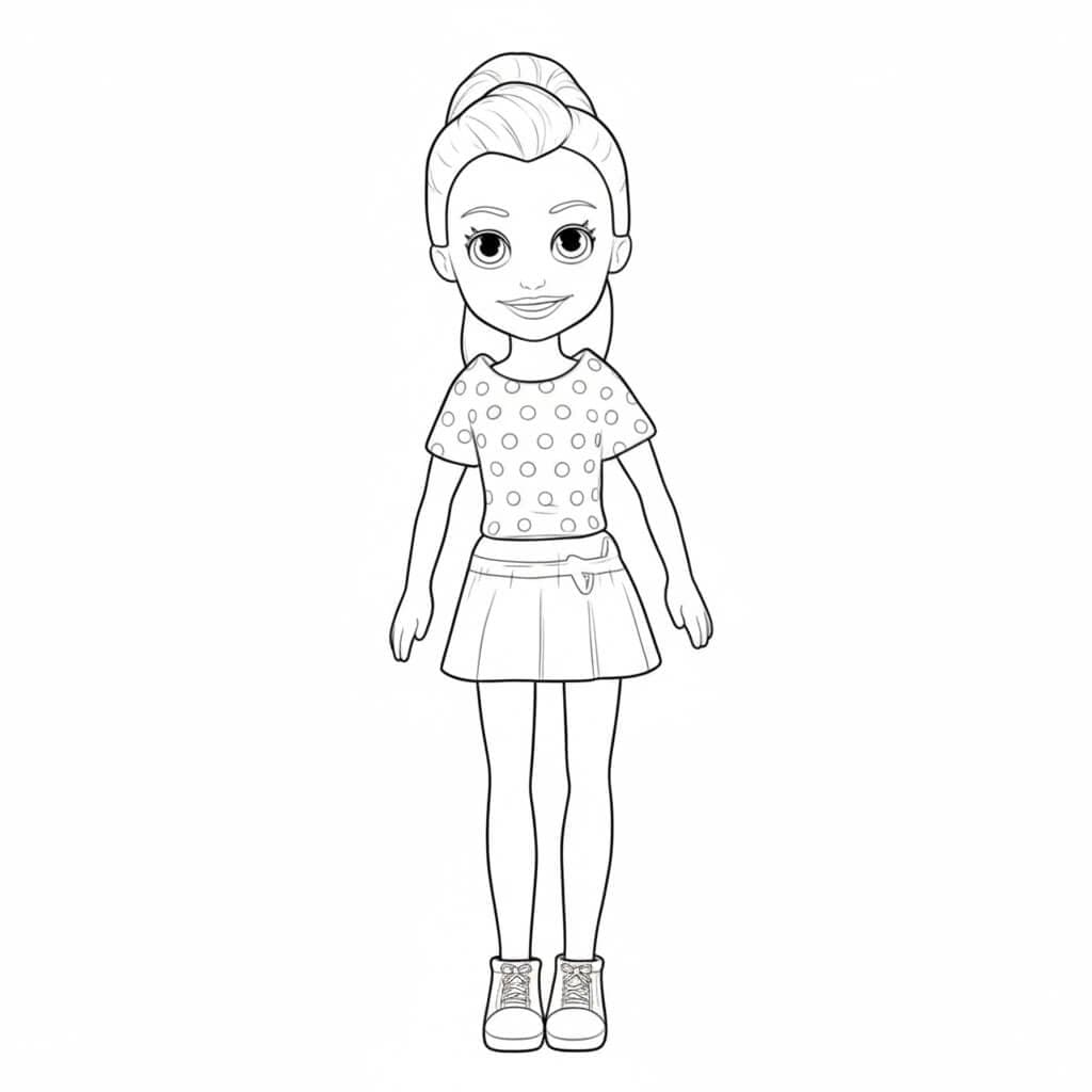 Polly con camicia a pois da colorare