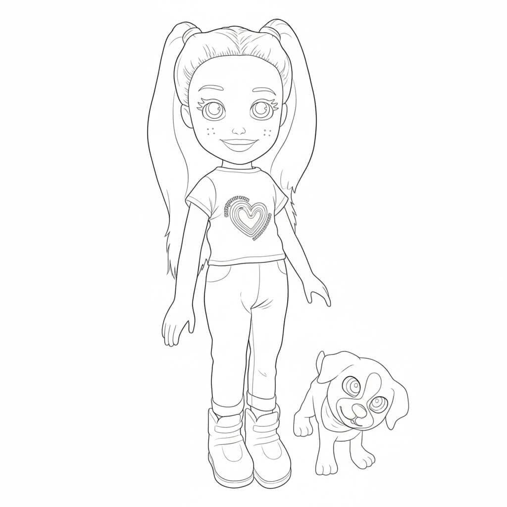 Polly con cane da colorare